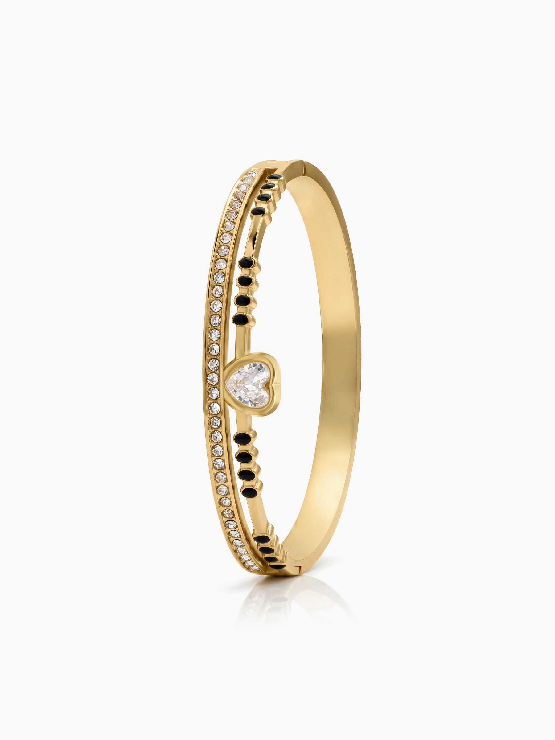 Janvi Heart Solitaire Diamond 18K Gold Plated Mangalsutra Solid Band Bracelets