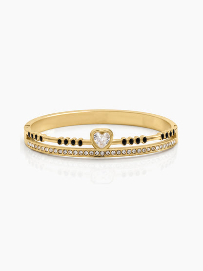 Janvi Heart Solitaire Diamond 18K Gold Plated Mangalsutra Solid Band Bracelets