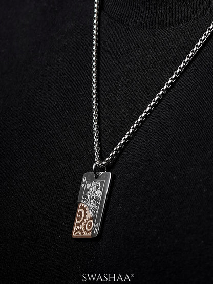 Javier Ace Card Dual Tone Silver Men's Chain Pendant