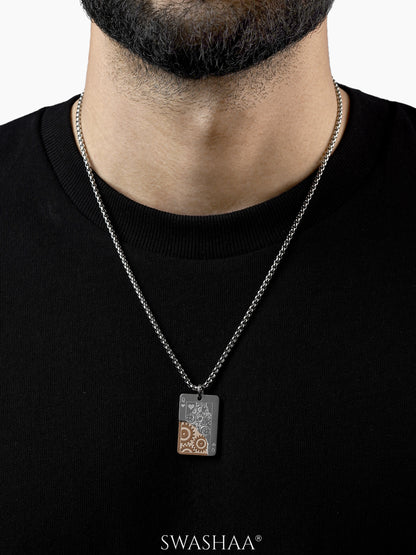 Javier Ace Card Dual Tone Silver Men's Chain Pendant