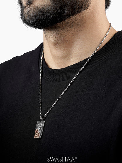 Javier Ace Card Dual Tone Silver Men's Chain Pendant