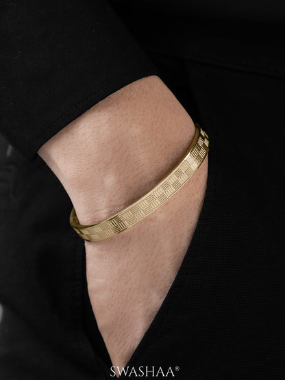 Jax Geometric Pattern 18K Gold Plated Men's Kada