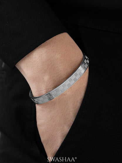 Jax Geometric Pattern Silver Men's Kada