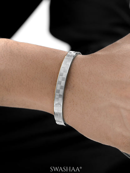 Jax Geometric Pattern Silver Men's Kada