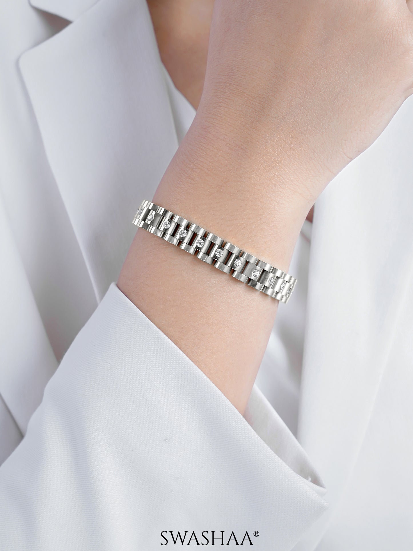 Jenelina Diamond Link Silver Women's Watch Belt Loose Bracelet