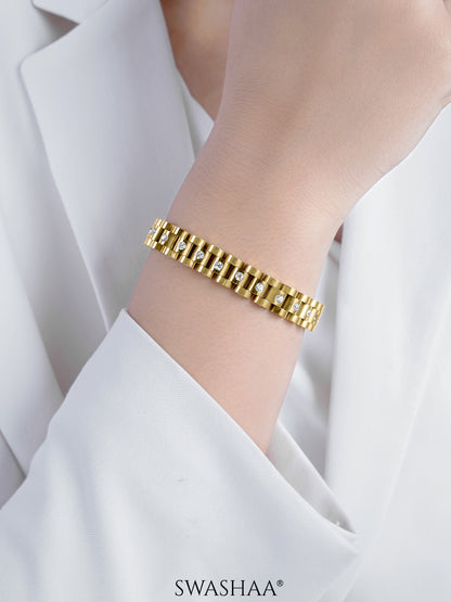 Jenelina Diamond Link 18K Gold Plated Women's Watch Belt Loose Bracelet