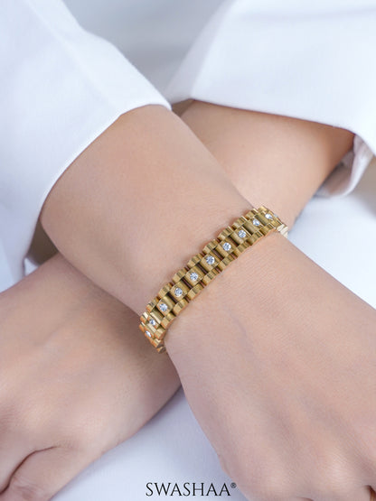 Jenelina Diamond Link 18K Gold Plated Women's Watch Belt Loose Bracelet