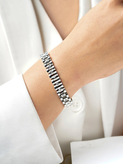 Jenelina Diamond Link Silver Women's Watch Belt Loose Bracelet