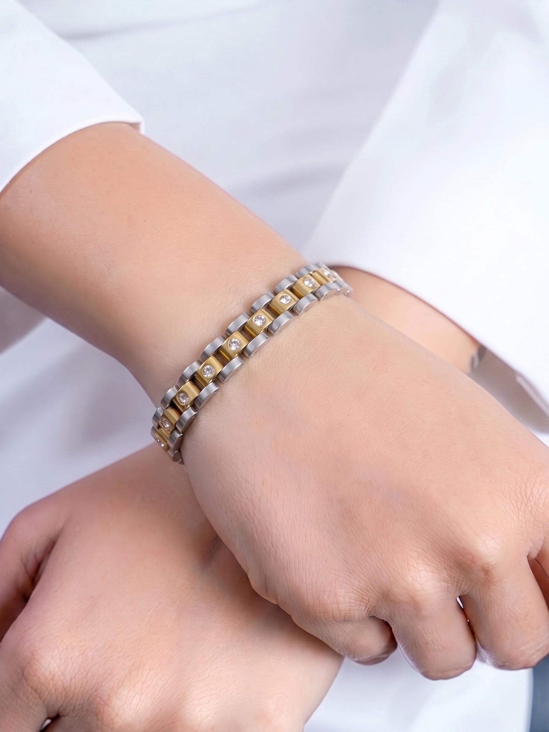 Jenelina Diamond Link Silver - 18K Gold Plated Women's Watch Belt Loose Bracelet