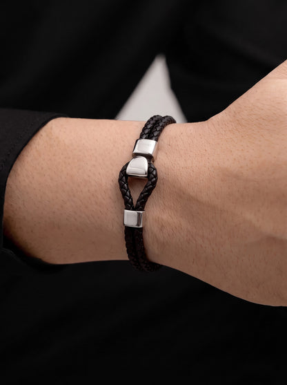 Jenson Brown - Silver Men's Leather Bracelet