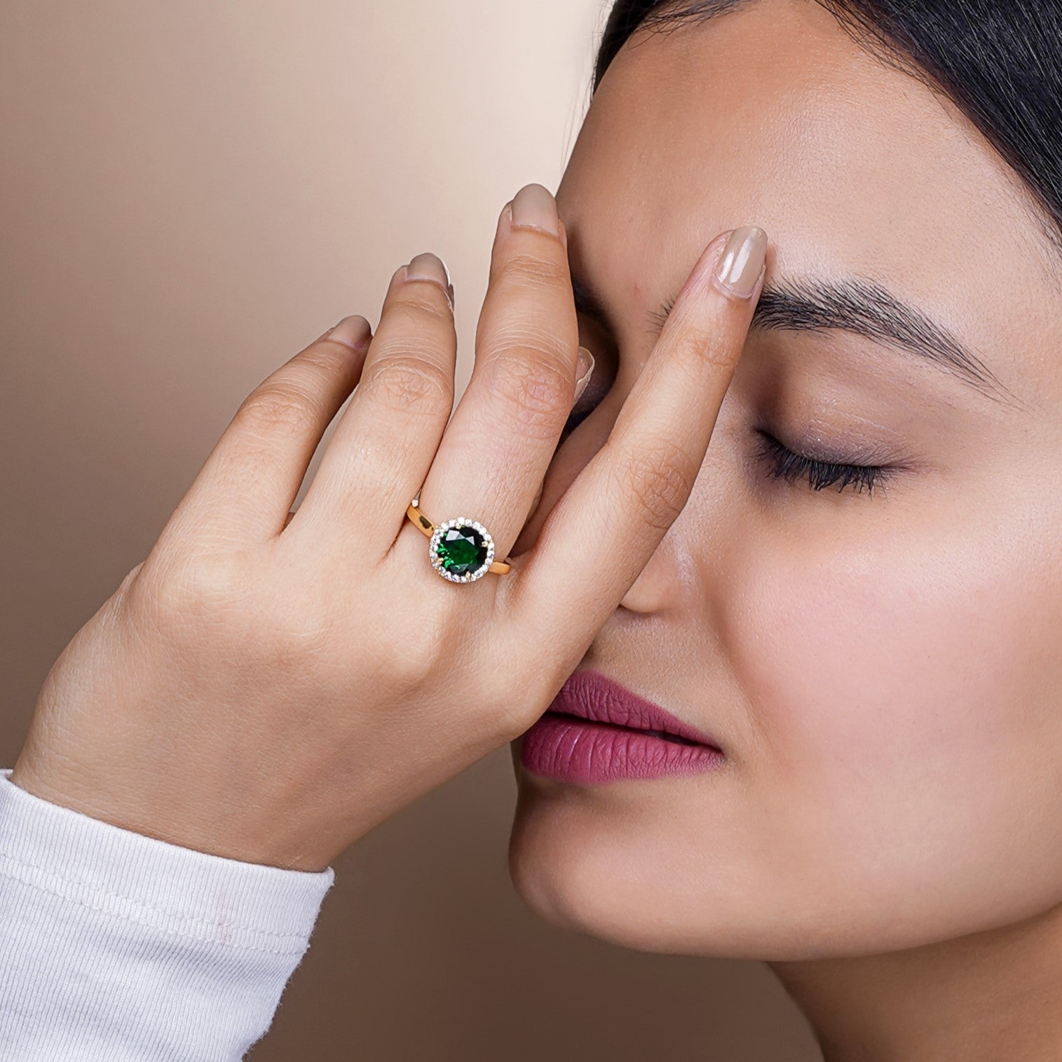 Jivika Emarald 18K Gold Plated Ring
