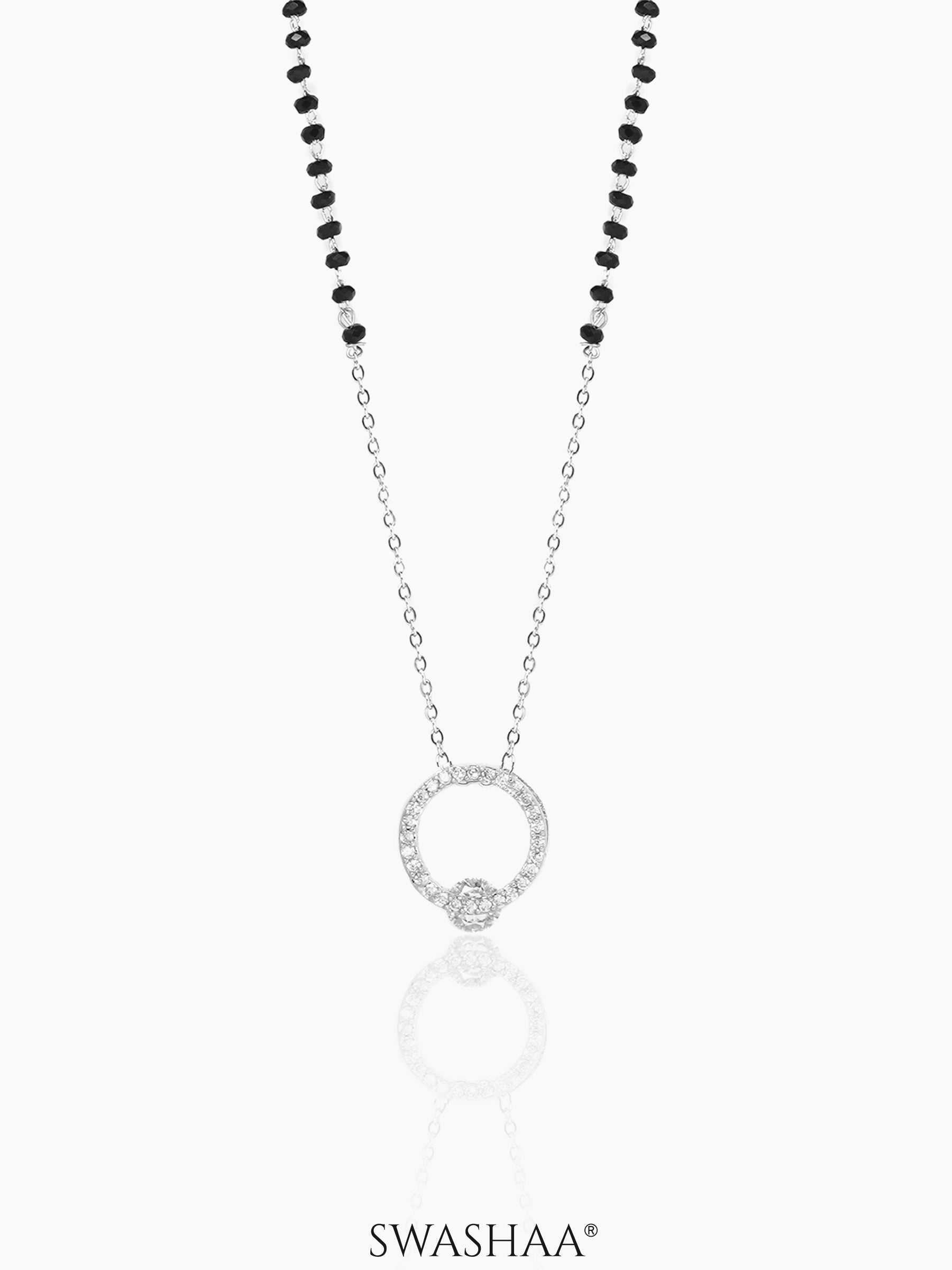 Jiya Circular Diamond Studded Silver Mangalsutra