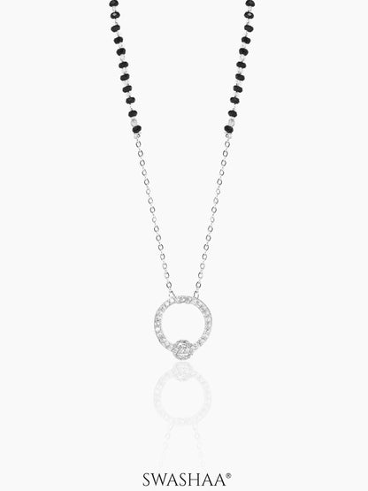 Jiya Circular Diamond Studded Silver Mangalsutra