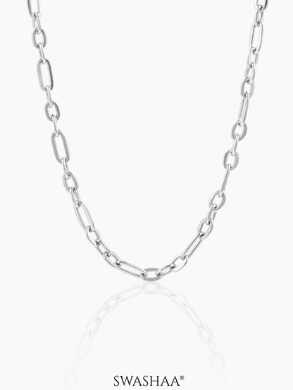 John Rounded Rectangular Links Silver Men's Chain