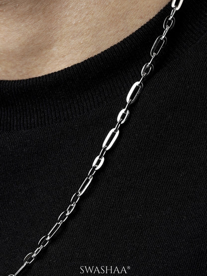 John Rounded Rectangular Links Silver Men's Chain