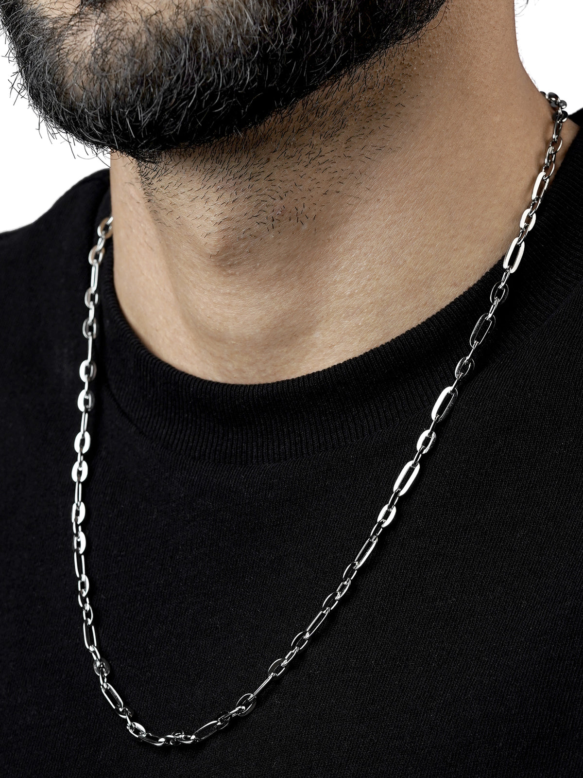 John Rounded Rectangular Links Silver Men's Chain