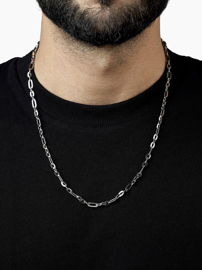 John Rounded Rectangular Links Silver Men's Chain