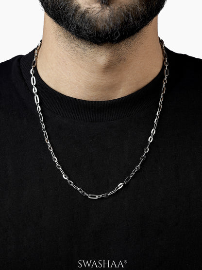 John Rounded Rectangular Links Silver Men's Chain