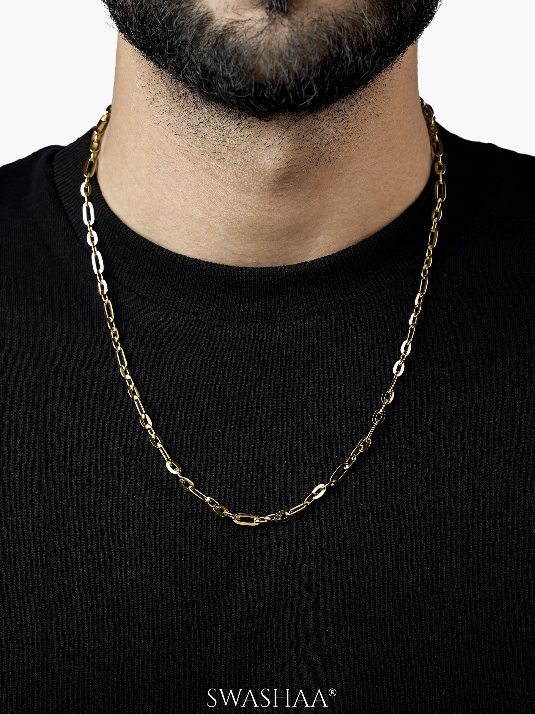 John Rounded Rectangular Links 18K Gold Plated Men's Chain