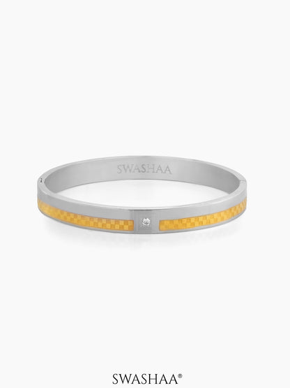 Juan Dual Tone Pattern Silver-18K Gold Plated Men's Kada