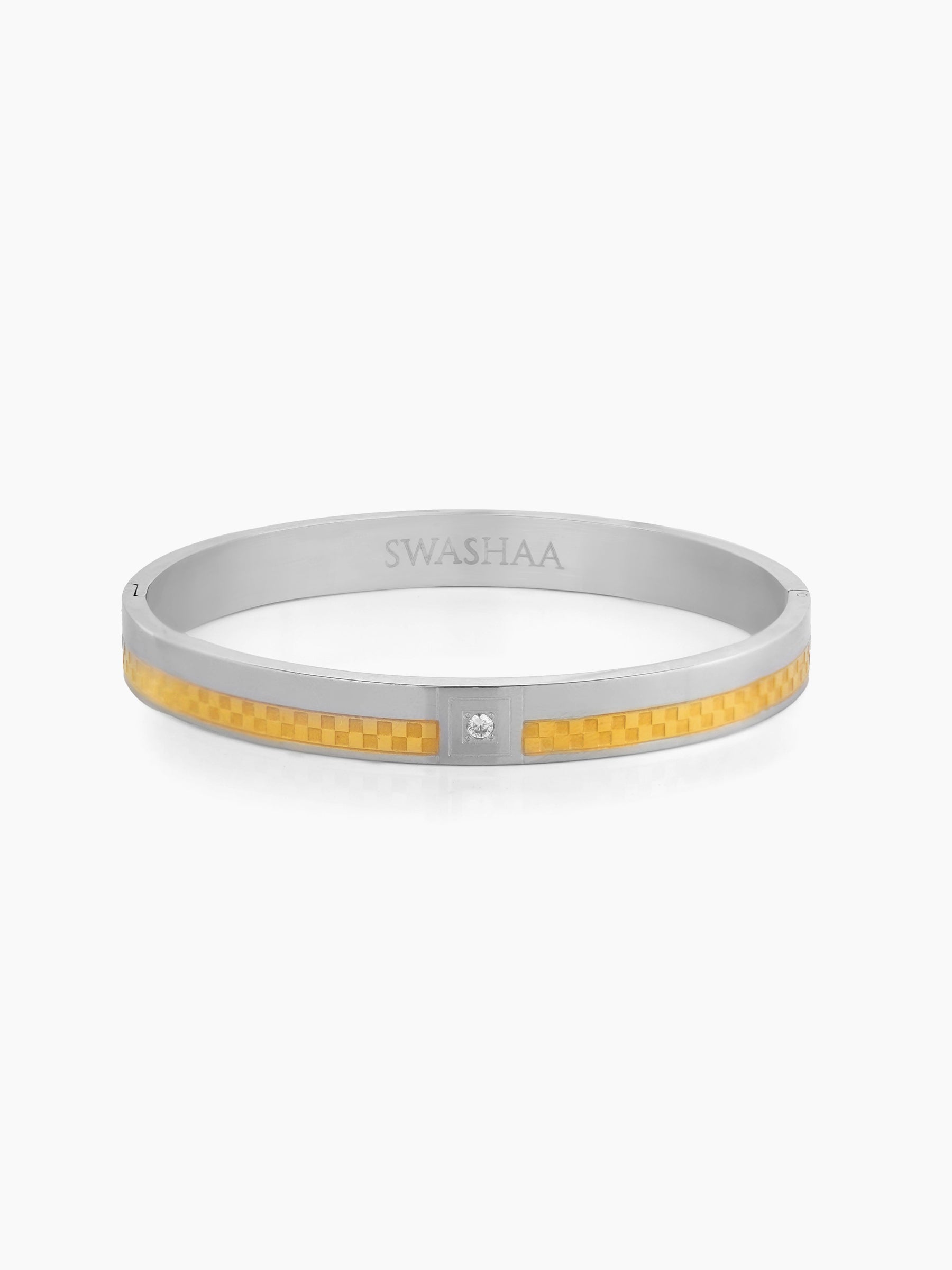 Juan Dual Tone Pattern Silver-18K Gold Plated Men's Kada