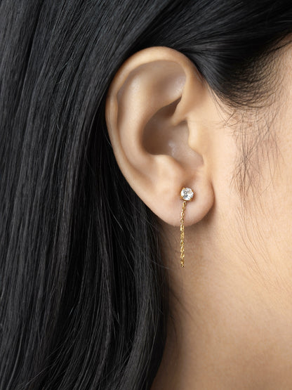 Juliette Solitaire Studs 18K Gold Plated Chain Drop Earrings