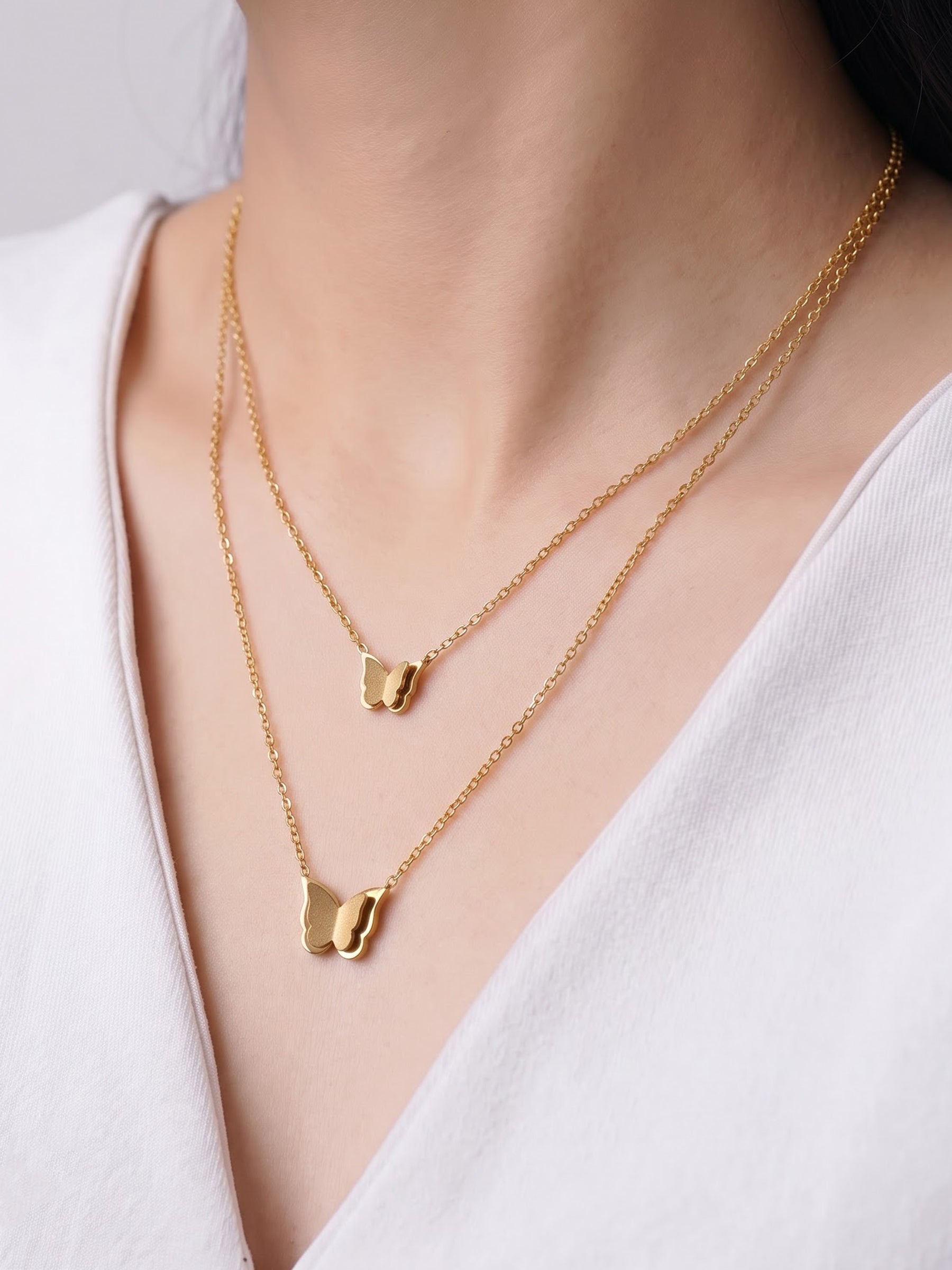 Junia Butterfly 18K Gold Plated Women's Layered Necklaces