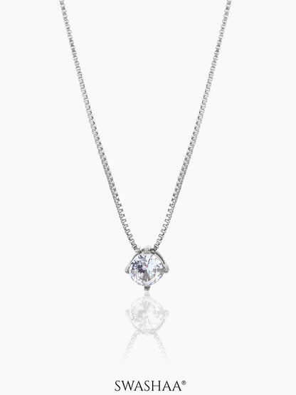 Juno Solitaire Silver Necklace