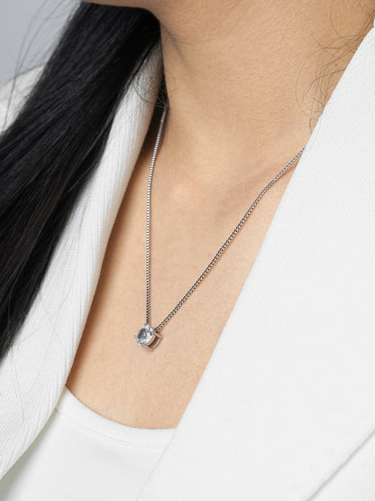 Juno Solitaire Silver Necklace