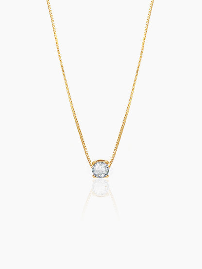 Juno Solitaire 18K Gold Plated Necklace