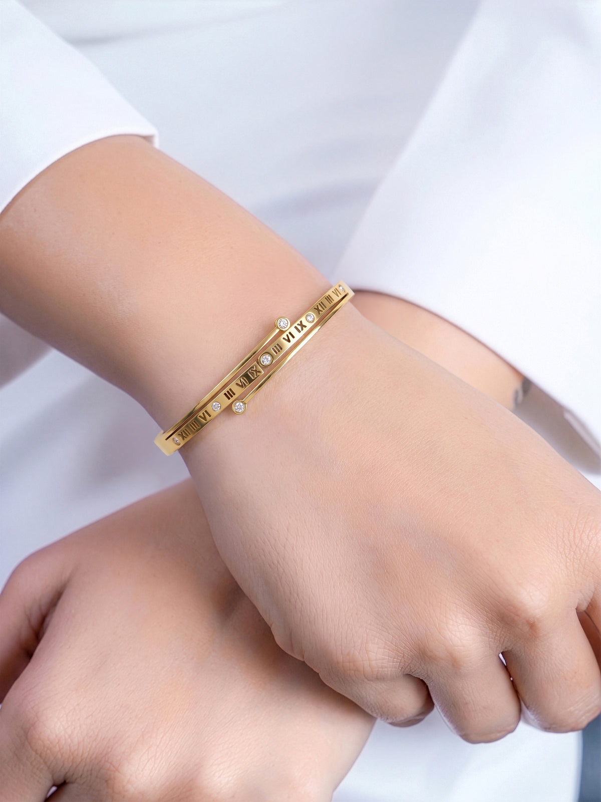 Justina Diamond 18K Gold Plated Women's Solid Band Bracelets