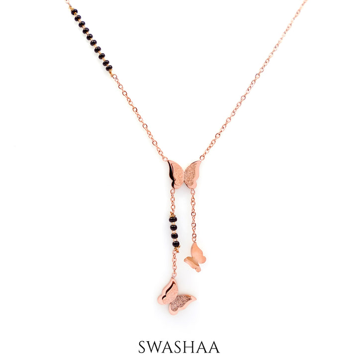 Kavya Butterfly Rosegold Plated Mangalsutra
