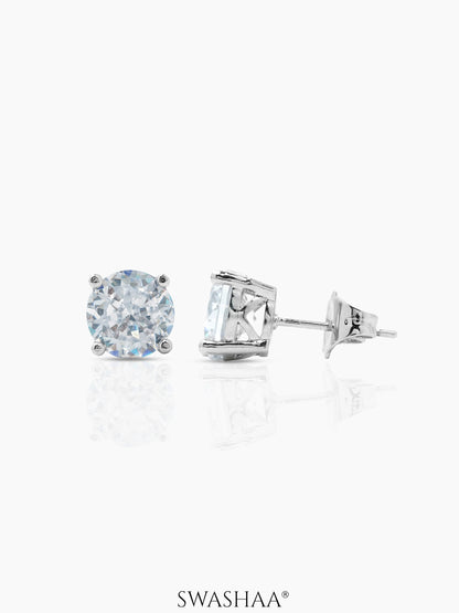 Kael Diamond Solitaire Silver Men's Stud Earrings