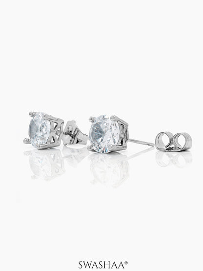 Kael Diamond Solitaire Silver Men's Stud Earrings