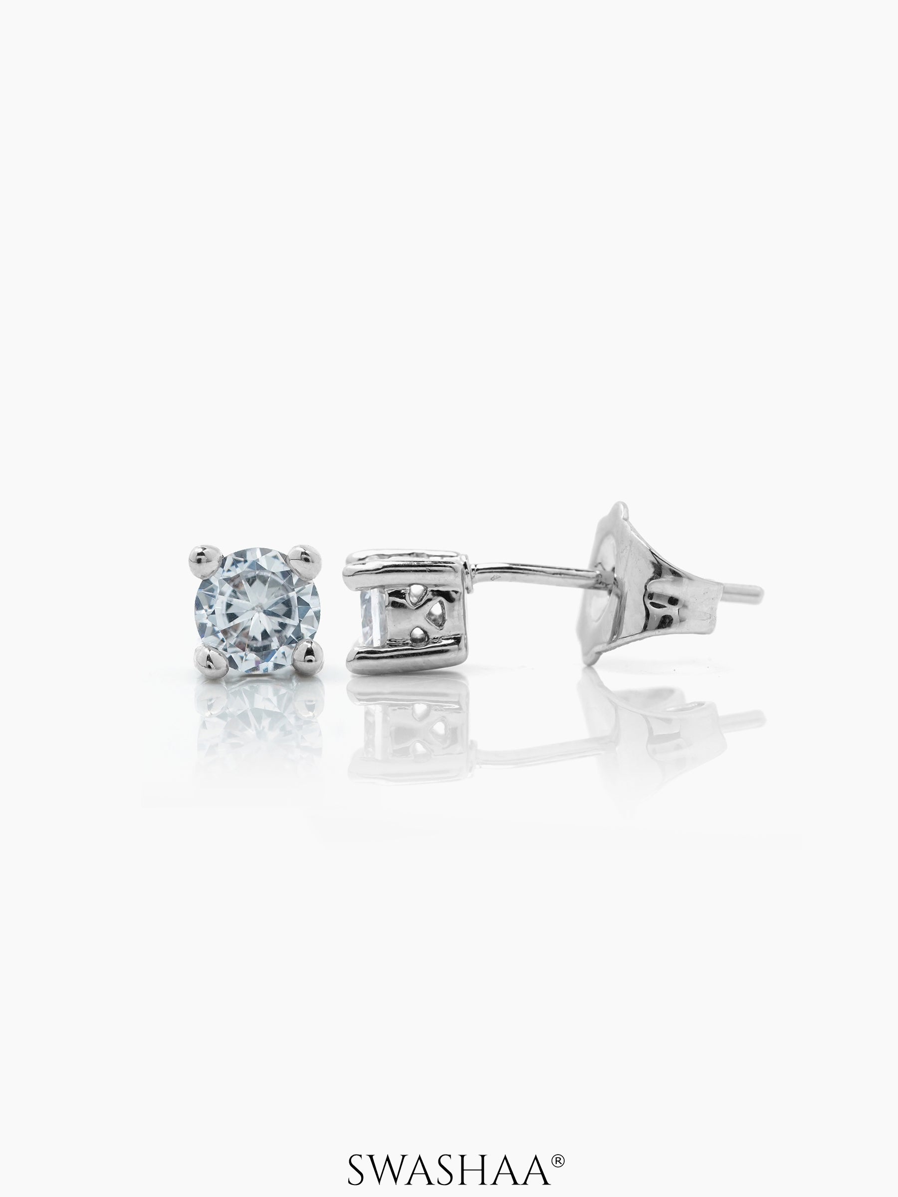 Kael Diamond Solitaire Silver Men's Stud Earrings