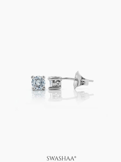 Kael Diamond Solitaire Silver Men's Stud Earrings