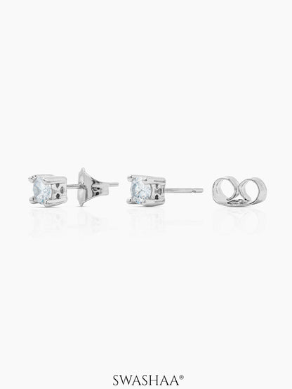 Kael Diamond Solitaire Silver Men's Stud Earrings