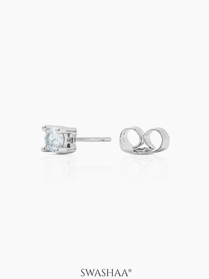 Kael Diamond Solitaire Silver Men's Stud Earrings