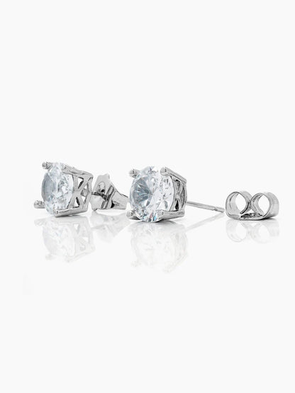 Kael Diamond Solitaire Silver Men's Stud Earrings