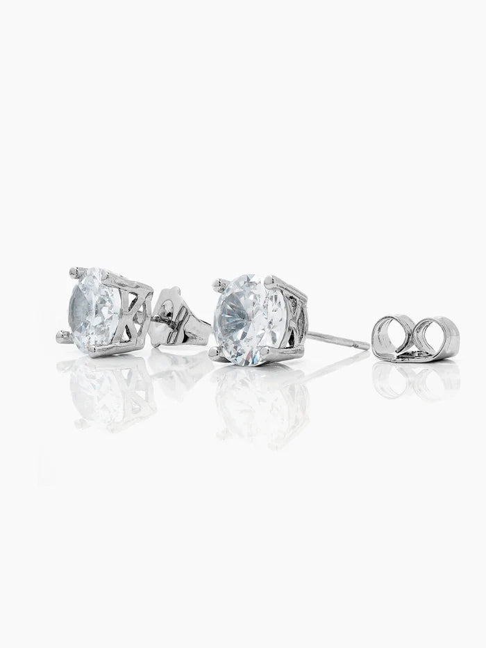 Kael Diamond Solitaire Silver Men's Stud Earrings