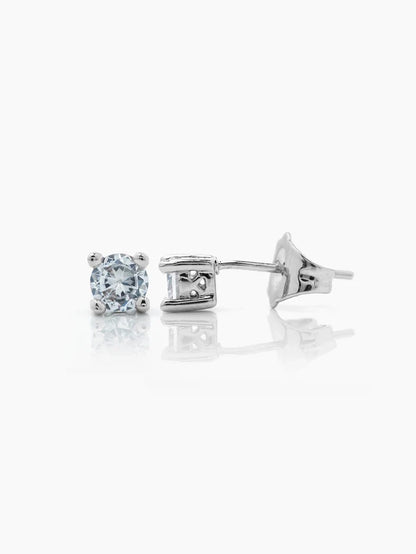 Kael Diamond Solitaire Silver Men's Stud Earrings