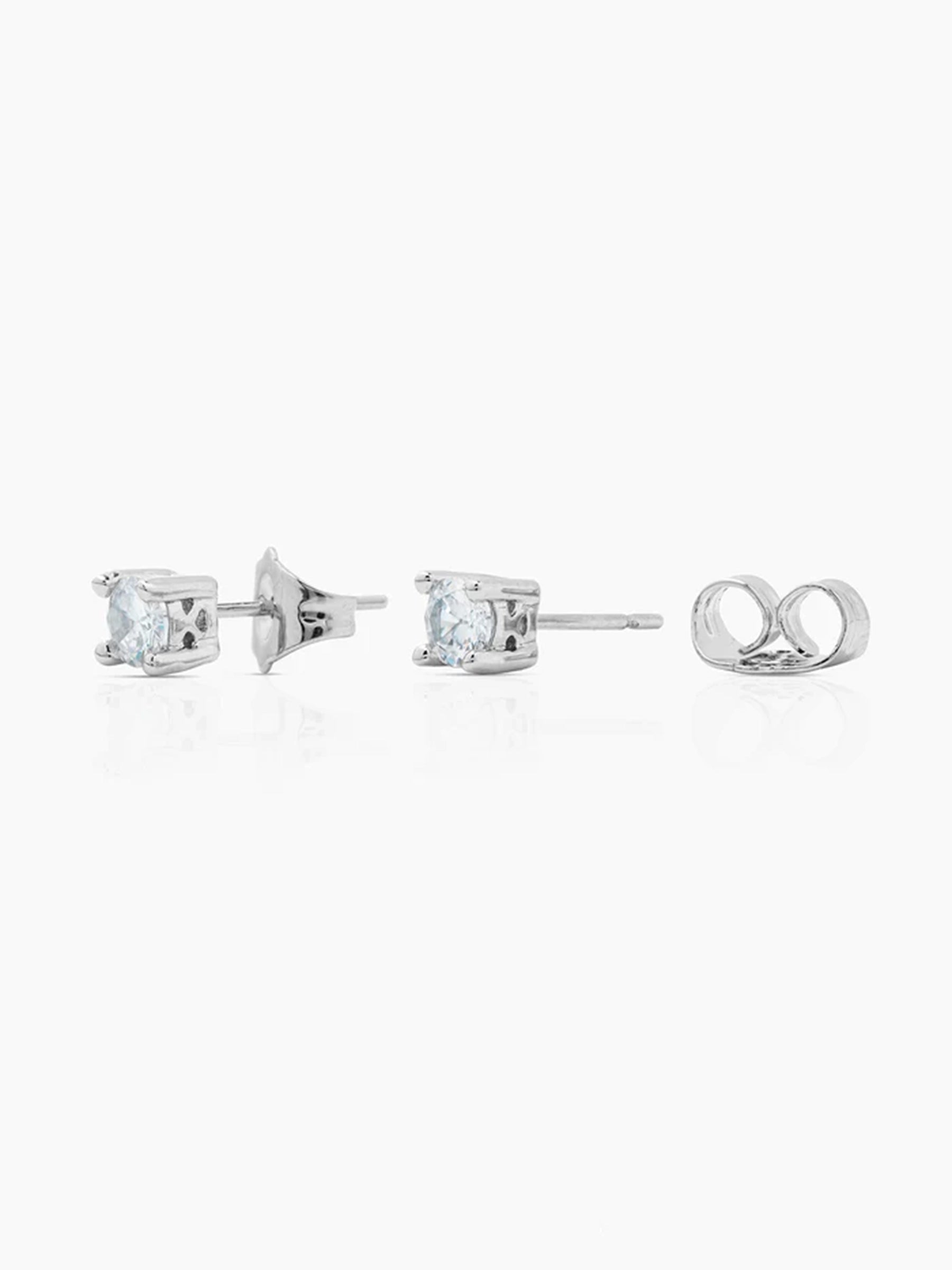 Kael Diamond Solitaire Silver Men's Stud Earrings