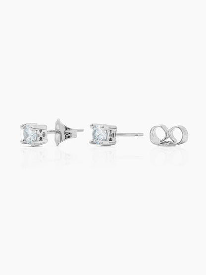 Kael Diamond Solitaire Silver Men's Stud Earrings