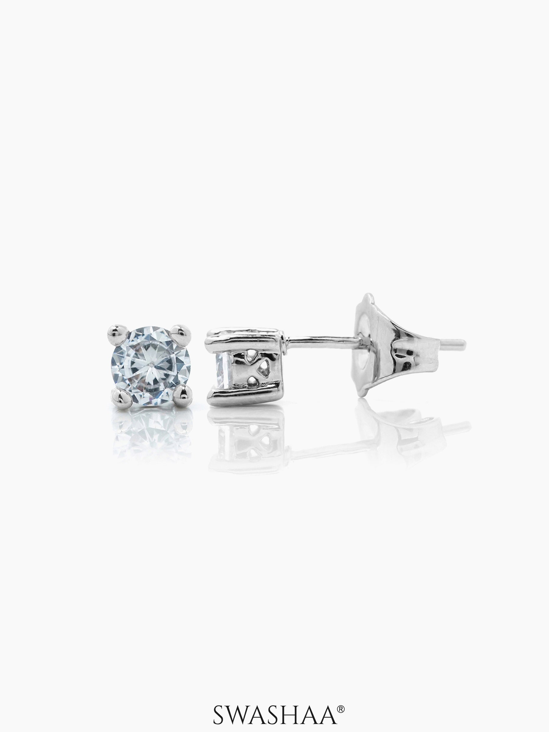 Kael Diamond Solitaire Silver Stud Earrings
