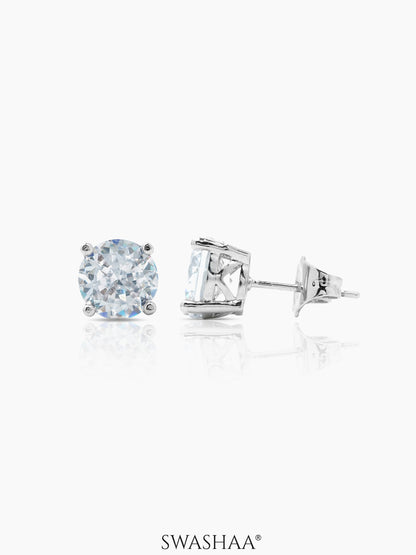 Kael Diamond Solitaire Silver Stud Earrings