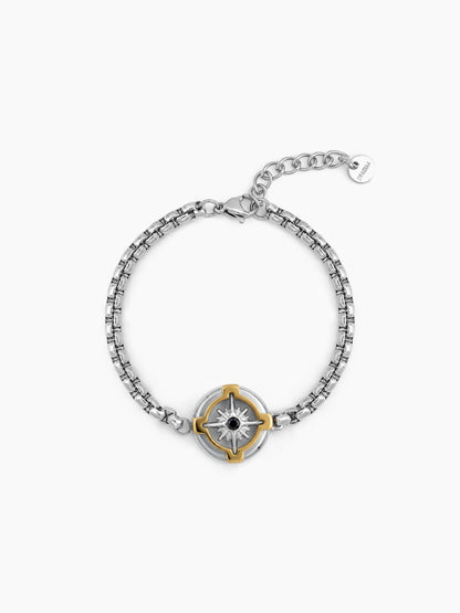 Atlas Circuit Silver - 18K Gold Plated Men's Chain Bracelet - Swashaa