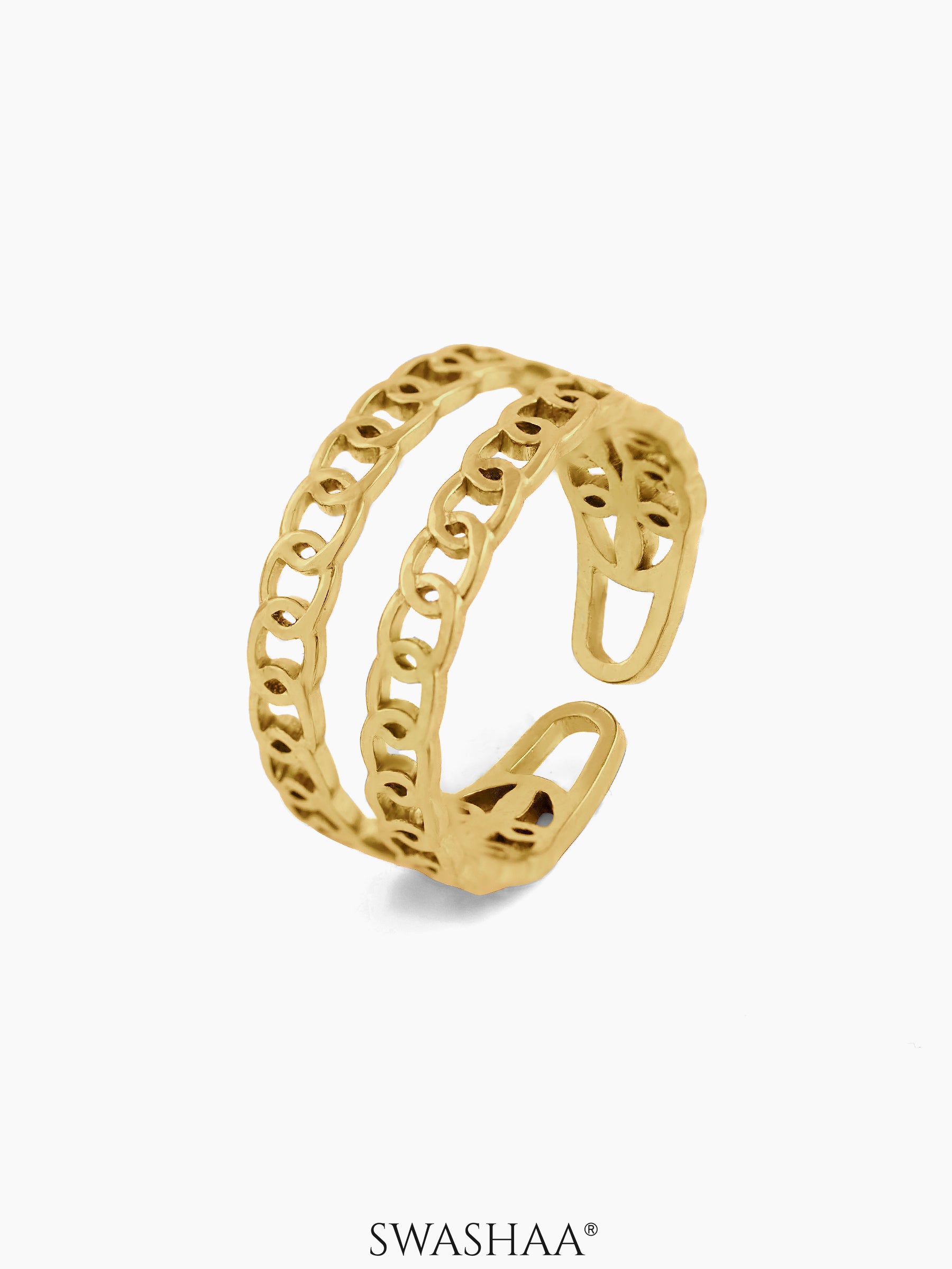 Kai Doubled Layered Chain Link 18K Gold Plated Ring

