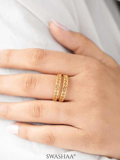 Kai Doubled Layered Chain Link 18K Gold Plated Ring