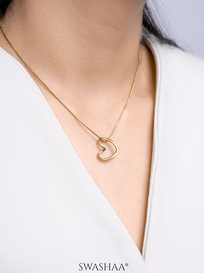 Kaira Holo Heart 18K Gold Plated Chain Pendant Necklace