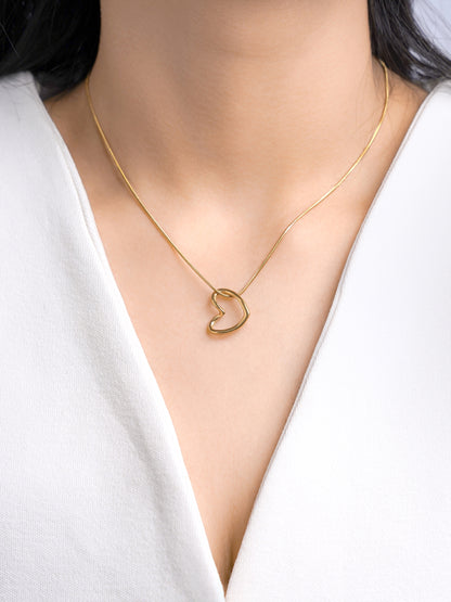 Kaira Holo Heart 18K Gold Plated Chain Pendant Necklace